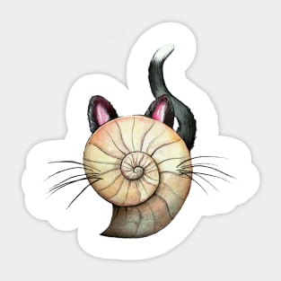 Ammonite Fossil Halloween Cat Sticker